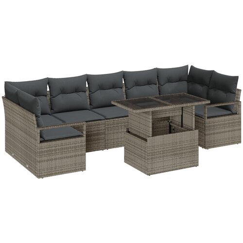 vidaXL 8-dijelni set vrtnih sofa s jastucima sivi poliratan, 2-sjedna vrtna sofa s jastucima sivi poliratan Cijene