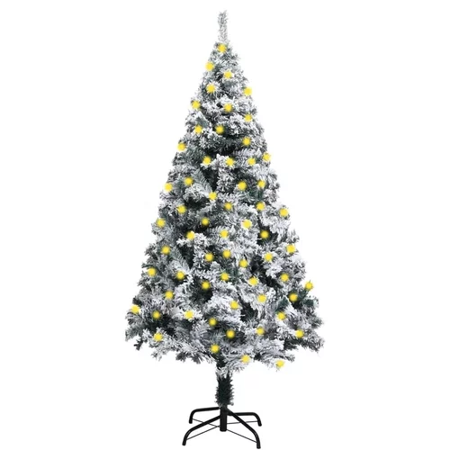 vidaXL umjetno božićno drvce s LED svjetlima i snijegom zeleno 150 cm