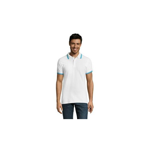 SOL'S Pasadena muška polo majica sa kratkim rukavima Bela/aqua XL ( 300.577.01.XL ) Slike