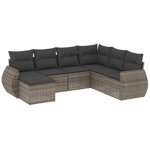  7-dijelni set vrtnih sofa sivi od poliratana Slike