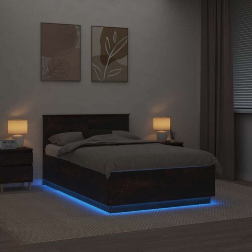  Okvir za krevet S LED lampica Dimljeni hrast 135 x 190 cm - Dimljeni hrast 135 x 190 cm Slike