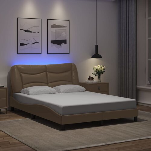Furnova Posteljni okvir z LED lučkami kapučino 140x190 cm umetno usnje, (21935203) Slike