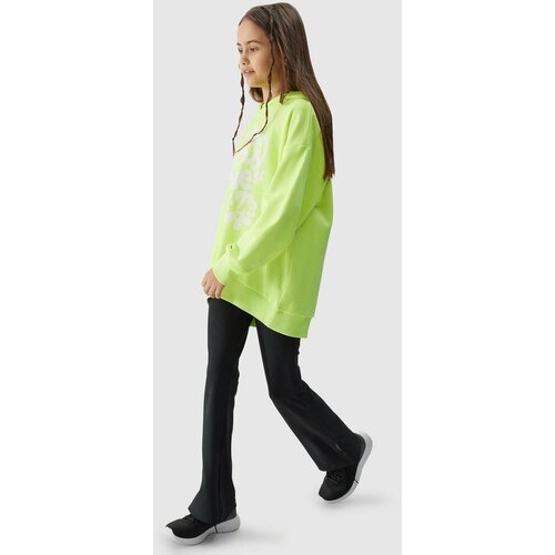 4f girls' sweatshirt without fastening and with hood - yellow Slike