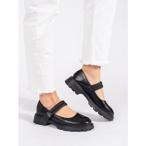 GOODIN Black women's shoes on a flat sole with a metallic application Cijene
