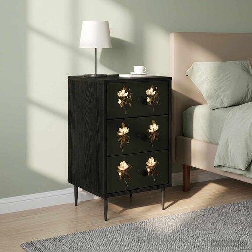  Noćni ormar BREMEN 2 kom. Crni hrast 36 x 33 x 61 cm Slike