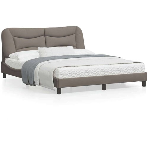  Okvir kreveta s LED svjetlima smeđesivi 160 x 200 cm od tkanine Slike