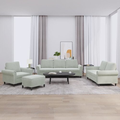 vidaXL 4-dijelni set sofa s jastucima svjetlosivi baršunasti Cijene