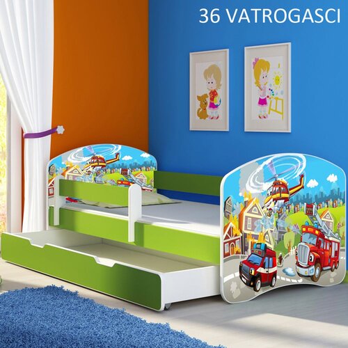 ACMA Dječji krevet s motivom, bočna zelena + ladica 180x80 cm - 36 Vatrogasci Cene