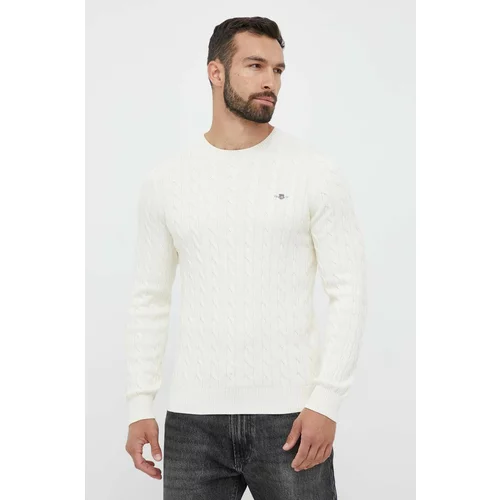 Gant Bombažen pulover bež barva
