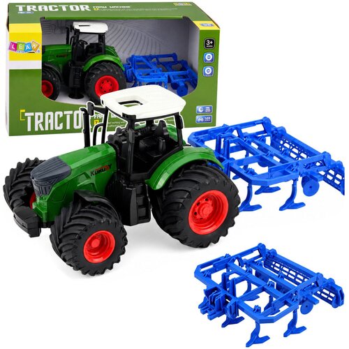  Agricultural Farm Tractor With Cultivator Tillage Unit Green 1:24 Cene