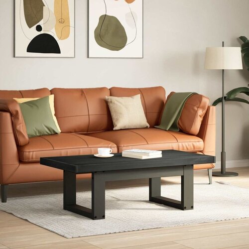  Stolić za kavu NOAIN Crna 119 x 60 x 40 cm Masivna borovina - u-oblik Crna Slike