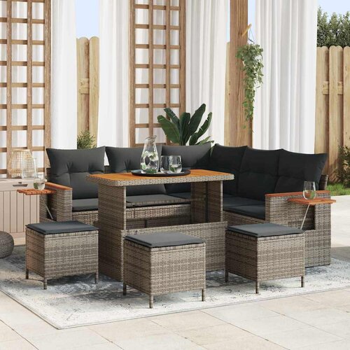  Sjedeća garnitura za vrt 10 kom. 9-Broj sjedala Siva poliratan 219 x 219 x 85 cm Cene