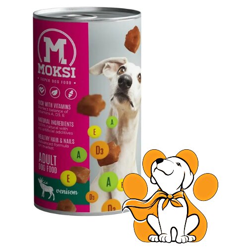 Moksi Moski Adult Dog Venison 415g, Hrana Za Odrasle Pse Sa Ukusom Divljači Slike