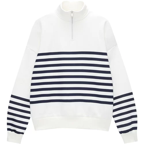 Pull&Bear Sweater majica morsko plava / svijetlosiva