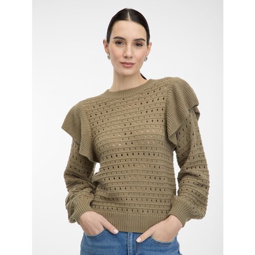 Orsay Khaki women's sweater with ruffles - Women's Cijene