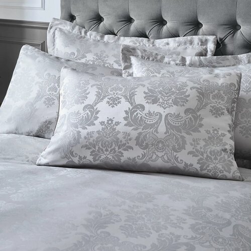 Catherine Lansfield Siva podalj&amp;scaron;ana posteljnina za zakonsko posteljo iz damasta 230x220 cm Damask Jacquard &amp;ndash; Slike