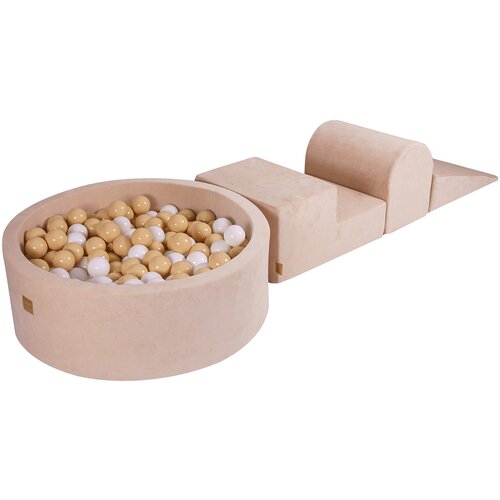 MeowBaby penasto igrišče s 3 prvkami in bazenom, 30 cm, smetanova, 200 žogic: Bela/bež, (20739884) Cene