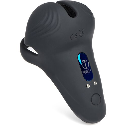 Trinity Vibes 10X Silicone Cock & Ball Ring with Taint Stim & Remote Control Black Cene