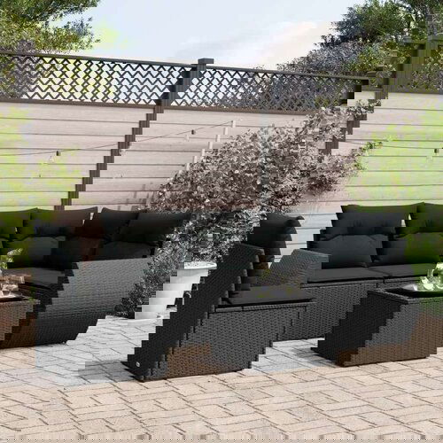  6-dijelni set vrtnih sofa s jastucima crni od poliratana Cijene