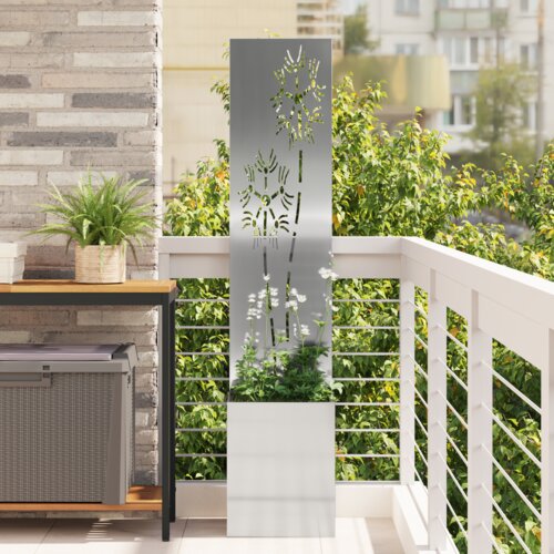 vidaXL Vrtni Sadič s Dekorativnom Pločom Srebrna 32 x 140 cm Cijene