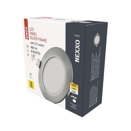  LED vgradno svetilo NEXXO, okroglo, srebrno, 7W, nastavljiva CCT Slike