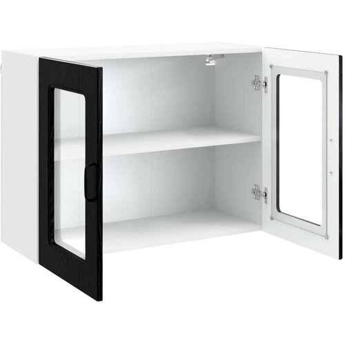VidaXL Kuhinjski ormarić s pohranom Kalmar Crni hrast 80 x 31 x 60 cm - Crni hrast 80 x 31 x 60 cm 1x stakleni ormar (2 vrata) Slike