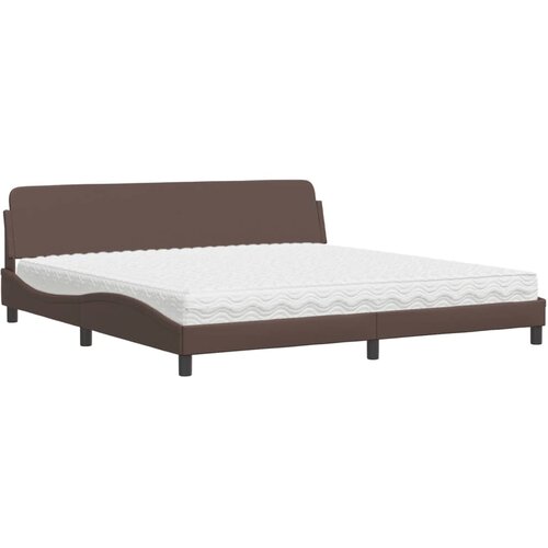 VidaXL Postelja z vzmetnico rjava 200x200 cm umetno usnje, (21204729) Slike