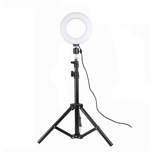 INF Vrtljiv selfie obroč na stojalu z LED lučkami, 20 cm - črn, (21278257) Cene