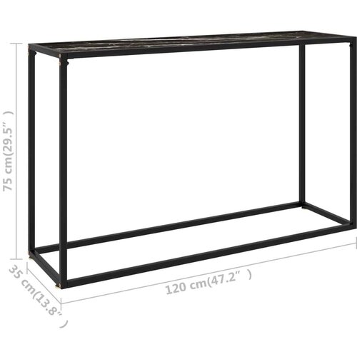  Konzolni stol crni 120 x 35 x 75 cm od kaljenog stakla - Crno-bijelo 120 x 35 x 75 cm 1 Bez nogu Slike