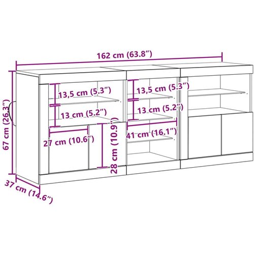  s LED svjetlima Staro drvo 162x37x67 cm Slike