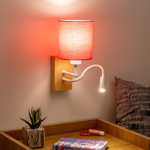  Brilagi - LED zidna lampa NUBILA WOOD 1xE27/25W/230V + LED/3W hrast/ružičasta Slike