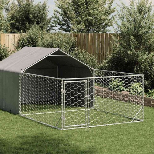 VidaXL zunanji pasji boks z izpustom 5x2x1,5 m pocinkano jeklo Slike