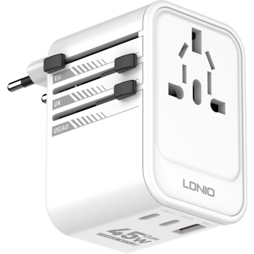 Ldnio Adapter strujni travel Z8 UK/EU/US/AU 1xUSB + 2xUSB-C 45W beli Cene
