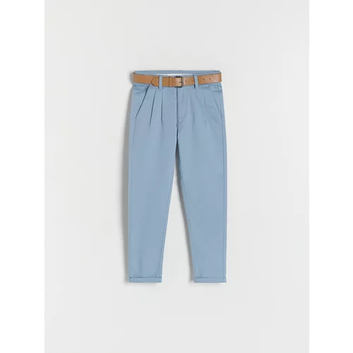 Reserved - Chino hlače od strukturirane tkanine s remenom - plava