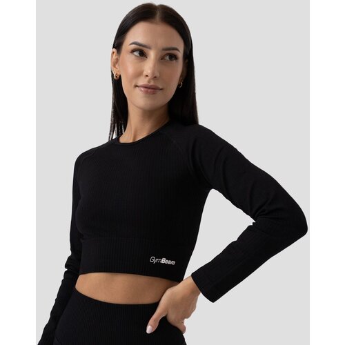 GymBeam Ženski crop top Ribbed Flo Black Slike