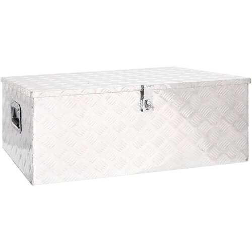 VidaXL Kutija za pohranu srebrna 100 x 55 x 37 cm aluminijska Slike