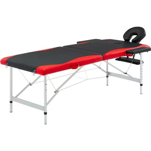  Sklopivi masažni stol s 2 zone aluminijski crno-crveni