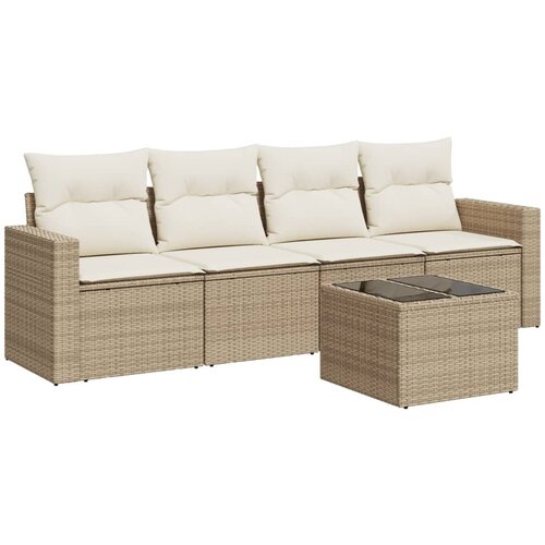 vidaXL 5-dijelni vrtni set sofa s jastucima bež od poliratana Cijene