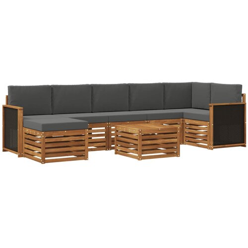 vidaXL Zunanja garnitura za sedenje 7 pcs Naravna in antracitna, (5000279642) Cene