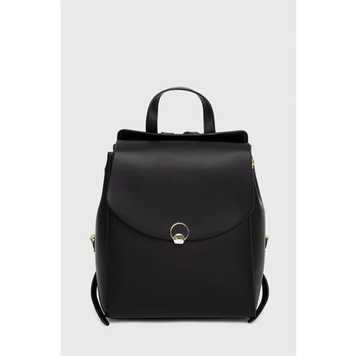 Answear Lab Kožni ruksak za žene, boja: crna, mali, bez uzorka