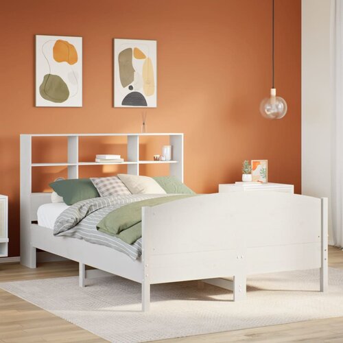vidaXL Krevet s regalom z knjige bez madraca bijeli 120x200cm borovina Cijene
