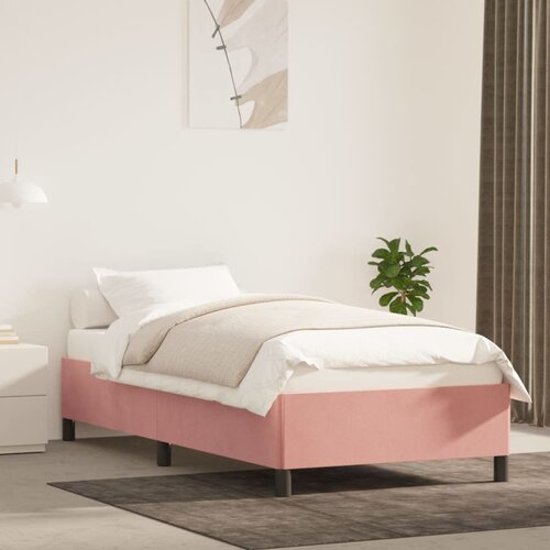 VidaXL Posteljni okvir roza 90x190 cm žamet Slike