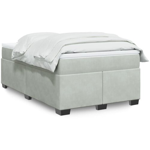 vidaXL Box spring postelja z vzmetnico svetlo siva 120x200 cm žamet Cene