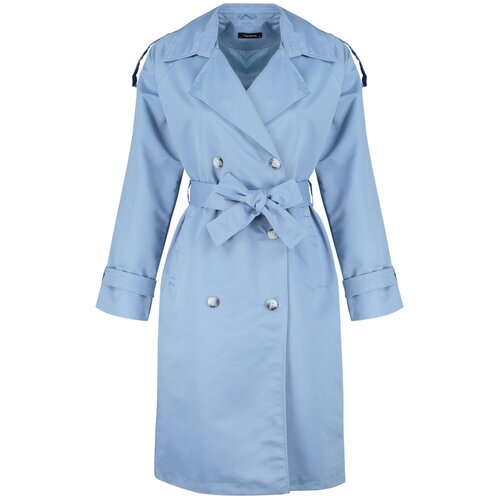 Trendyol Trench Coat - Blue - Double-breasted Cene