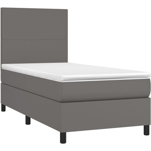 Krevet s oprugama i madracem sivi 100x200 cm od umjetne kože Slike