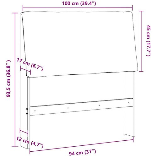  Tapecirani uzglavlje Tamno siva 100 cm Čvrsto borovo drvo Slike