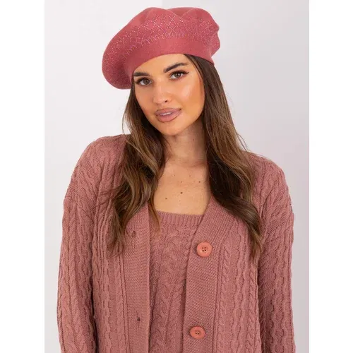 Fashion Hunters Dusty pink women's beret with appliqués