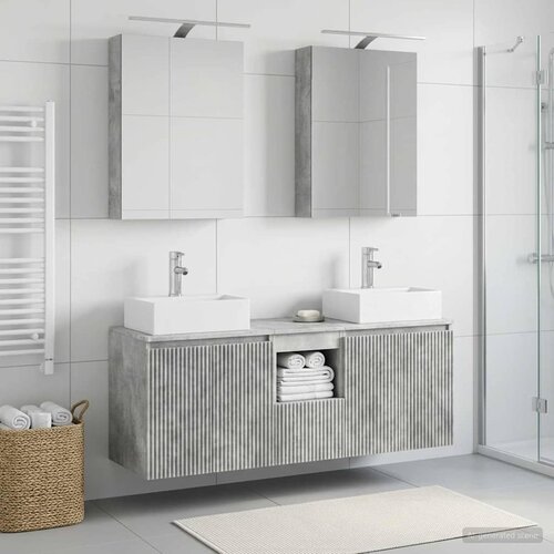  Set ormarića za kupaonicu 5 pcs Betonska siva Konstruirano drvo Slike