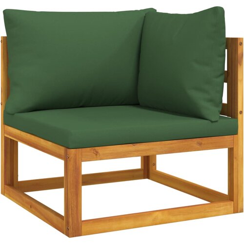 Maison Chic Segmentni kotni kavč - Sofa - Kanape z zelenimi blazinami trden akacijev les, (21727268) Cene