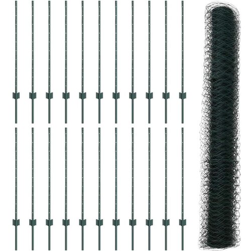 vidaXL Stabljike Ograde 11 kom U-Kanal Zeleni 100 cm Čelik, &Scaron;esterokutna Ograda Zeleni 1x50 m Čelik Cijene